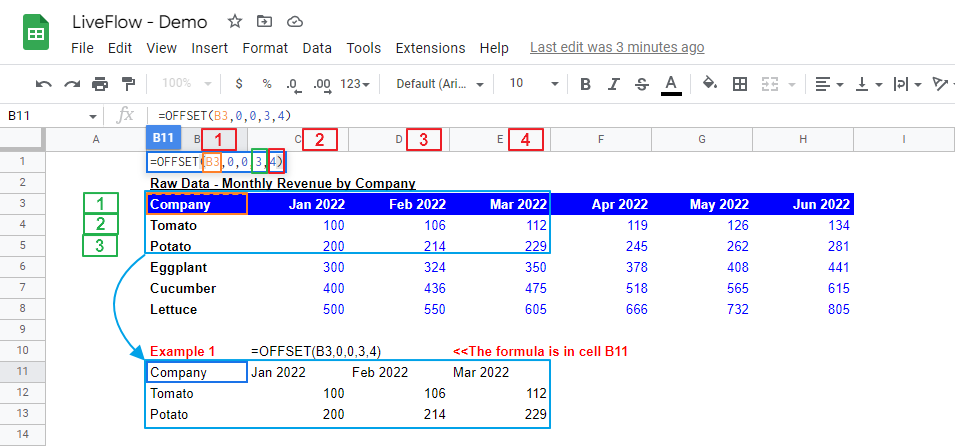 OFFSET formula works