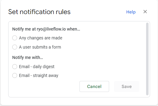 “Set notification rules” window looks like