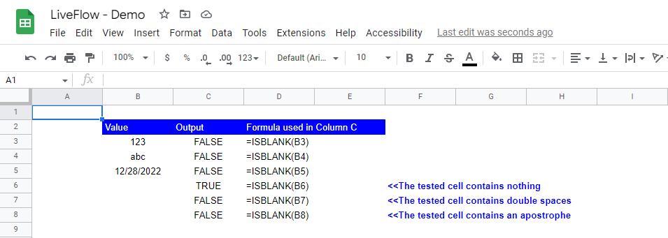 Use the ISBLANK formula with examples