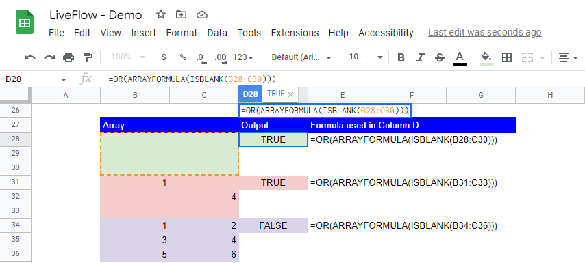 Use the ISBLANK formula with the OR and IF functions