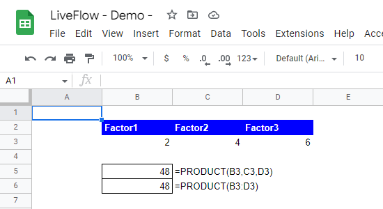 use the PRODUCT formula 