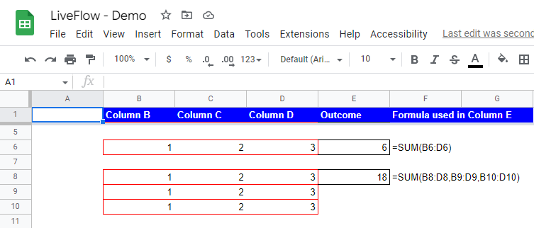 sum up values in a row or multiple rows 