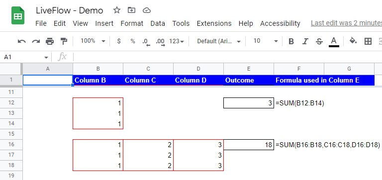 sum up numbers in a column or multiple columns 