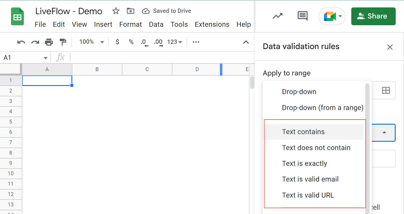 implement text-related data validation