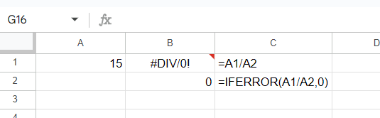 IFERROR with a 0 Displayed Google Sheets