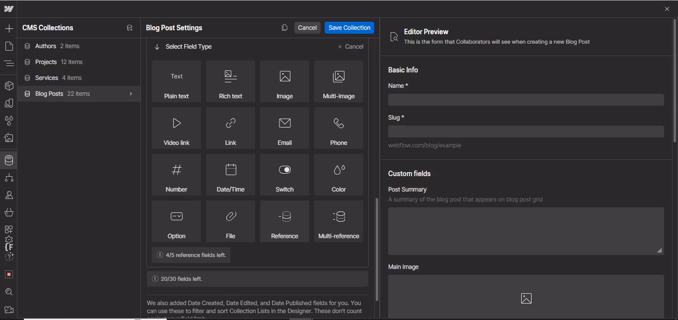 webflow cms template