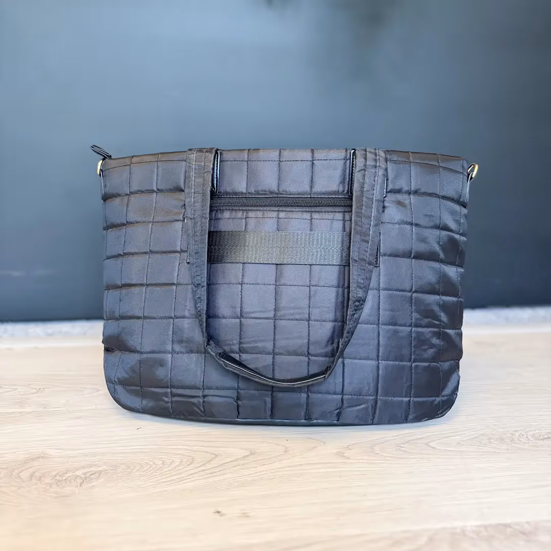 quilted bustmob tote bag