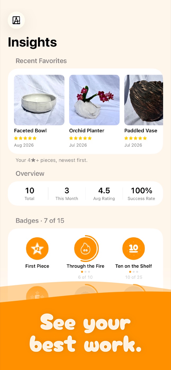 PinchPot Insights on iPhone: See your best work.