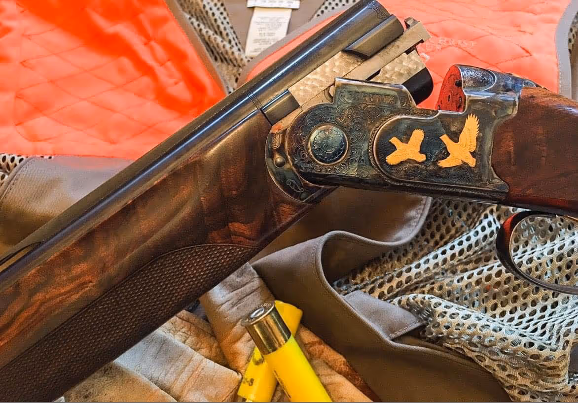 Safety vest, shotgun, and ammunition