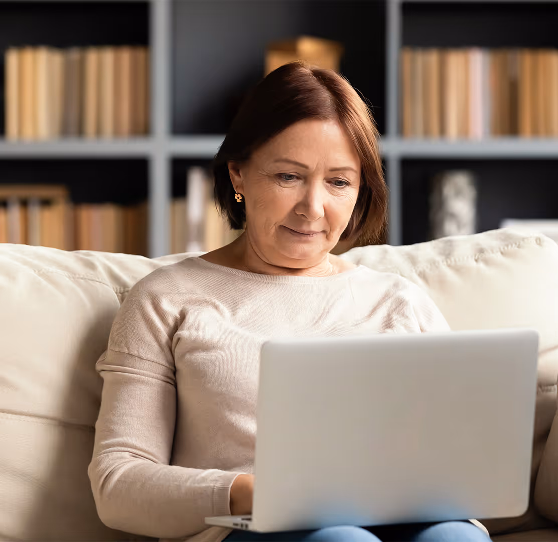 Image of a prospective resident's family member learning about Sand Cherry Manor on our Frequently Asked Questions page