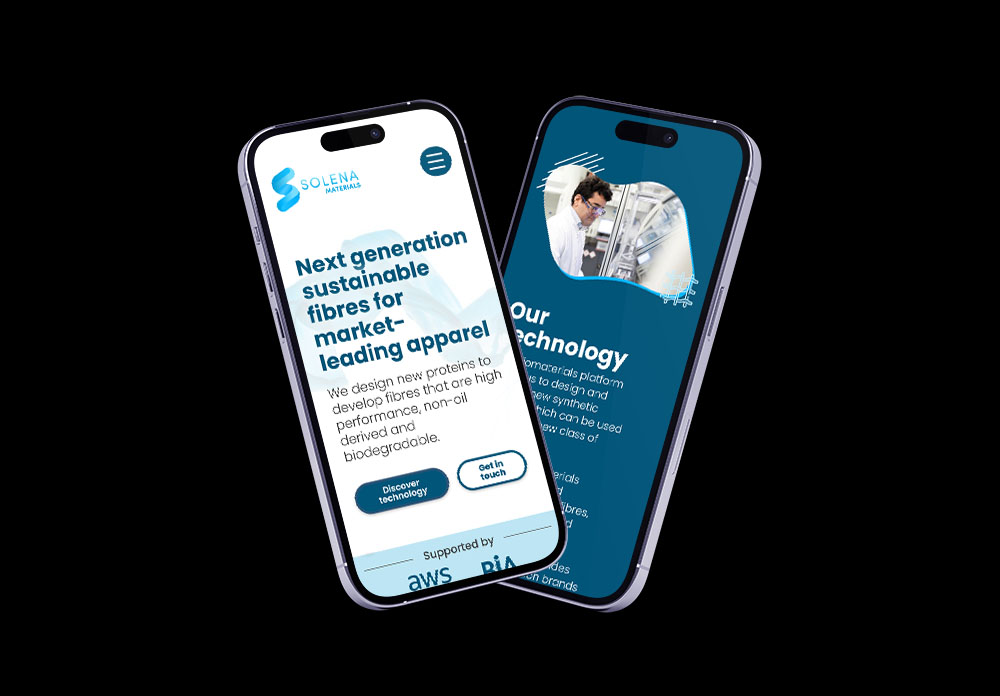 Mockups of Adopter's website redesign for Solena Materials. 