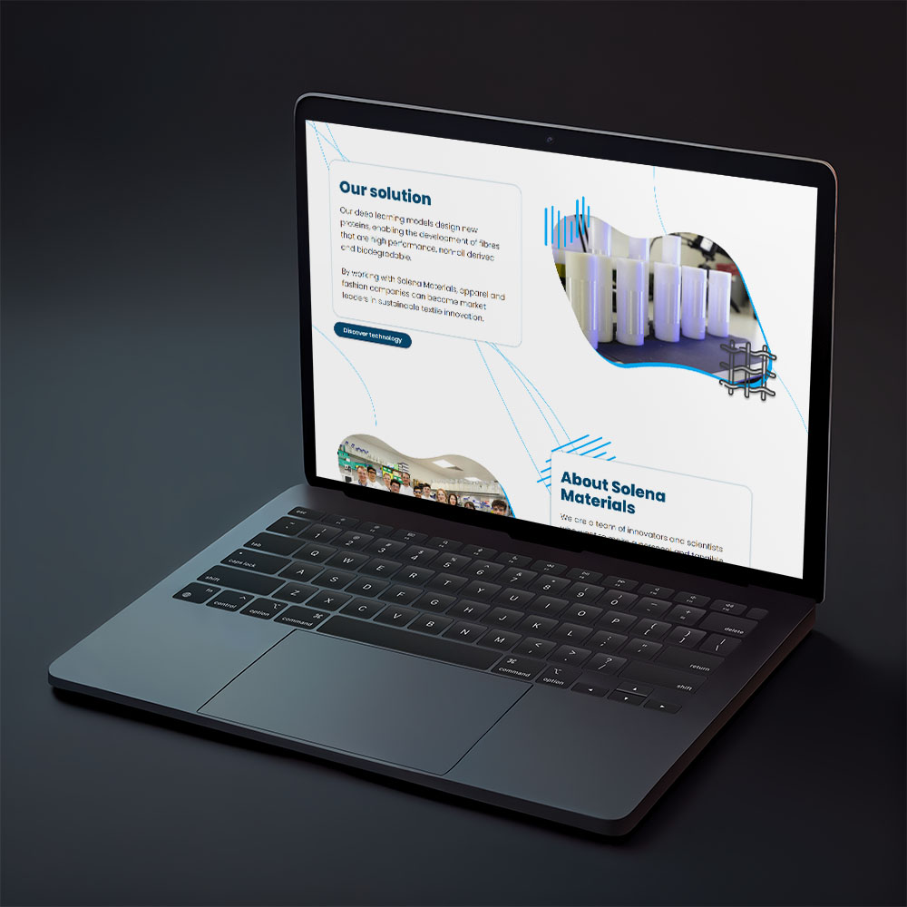 Mockups of Adopter's website redesign for Solena Materials. 