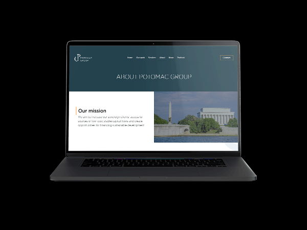 Mockup of Potomac Group's new website.