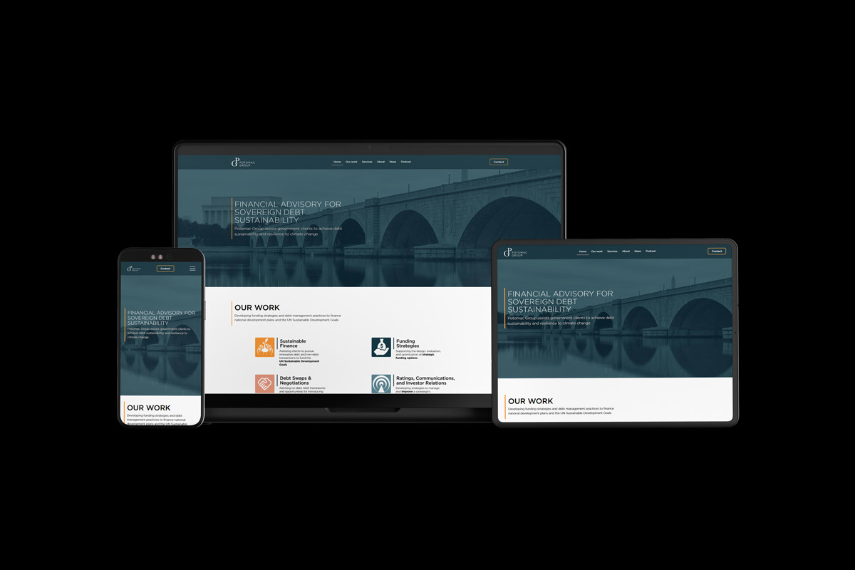 Mockup of Potomac Group's new website.