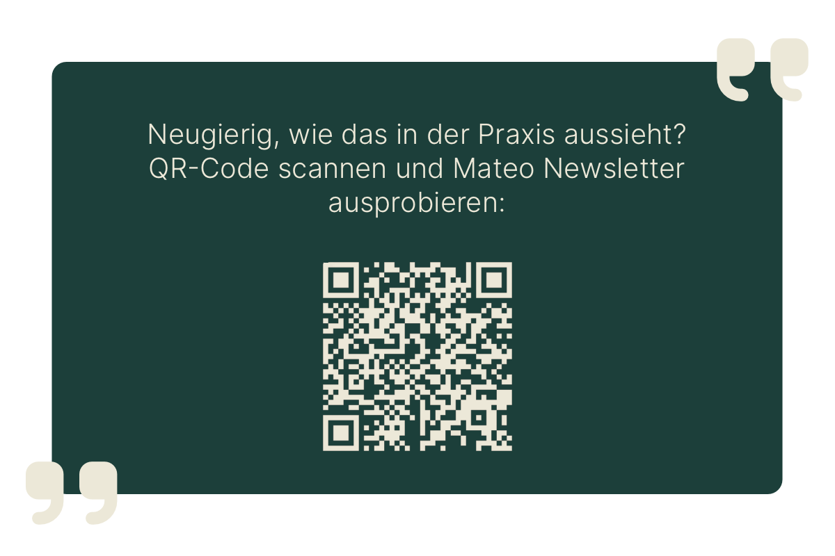 QR code for WhatsApp newsletter subscription from Mateo