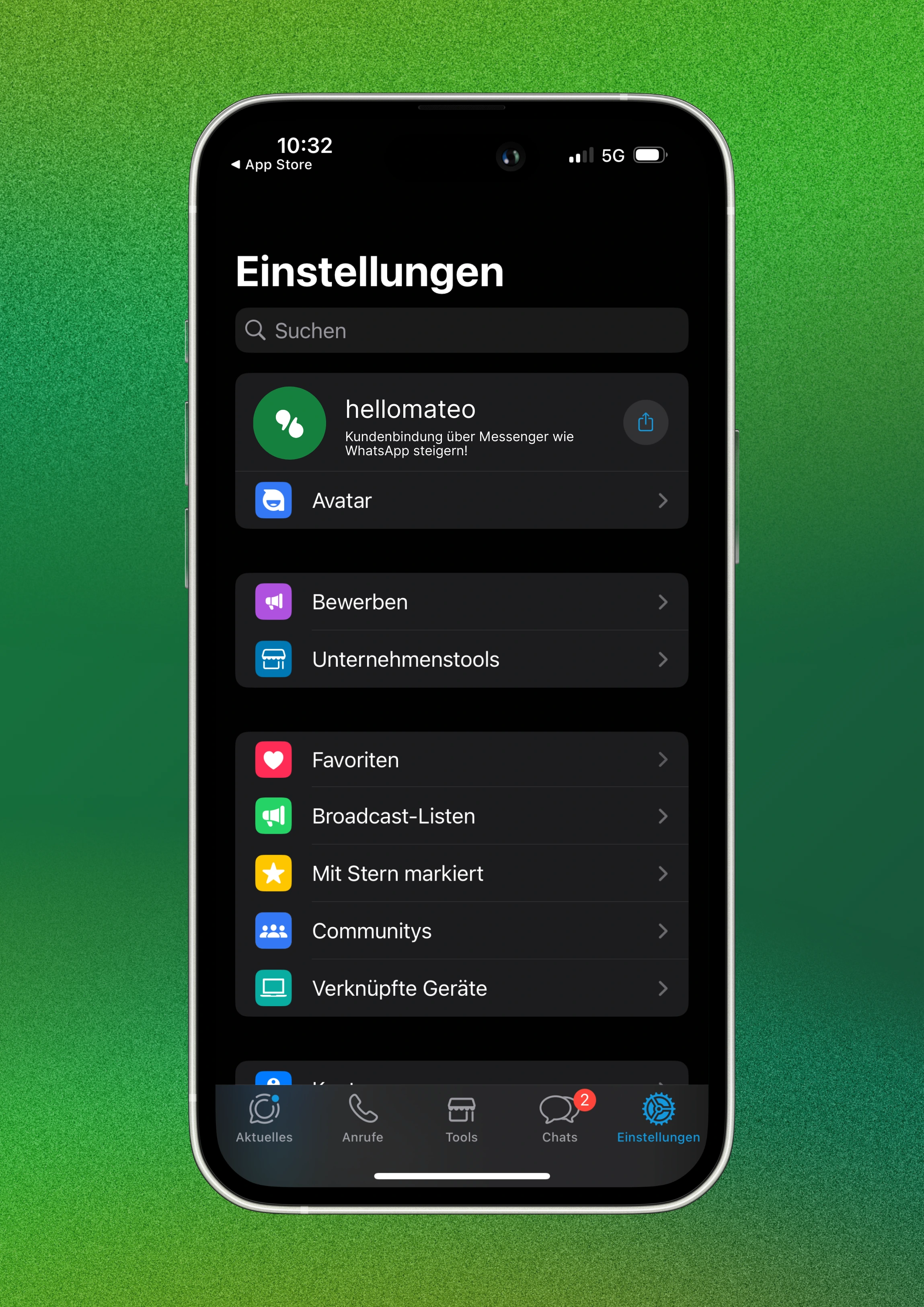 Einstellungen in WhatsApp Business