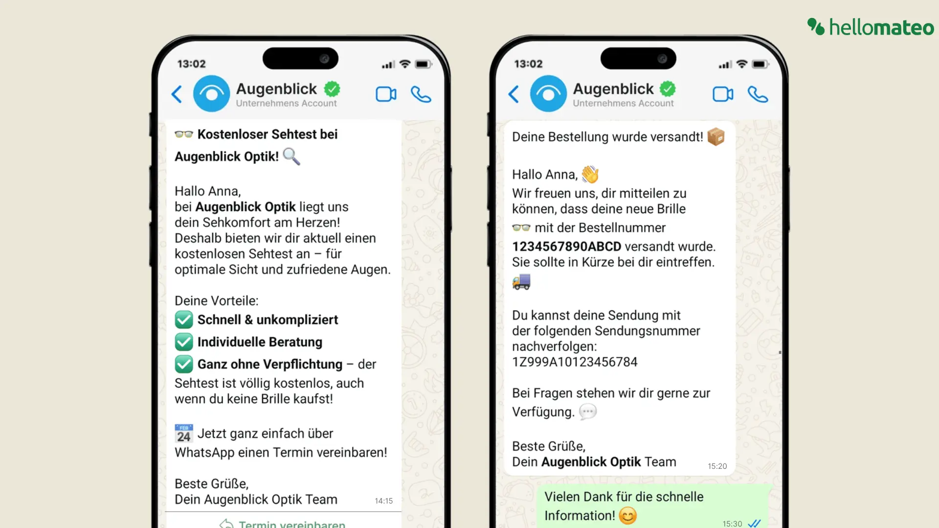 Beispiel für WhatsApp Marketing