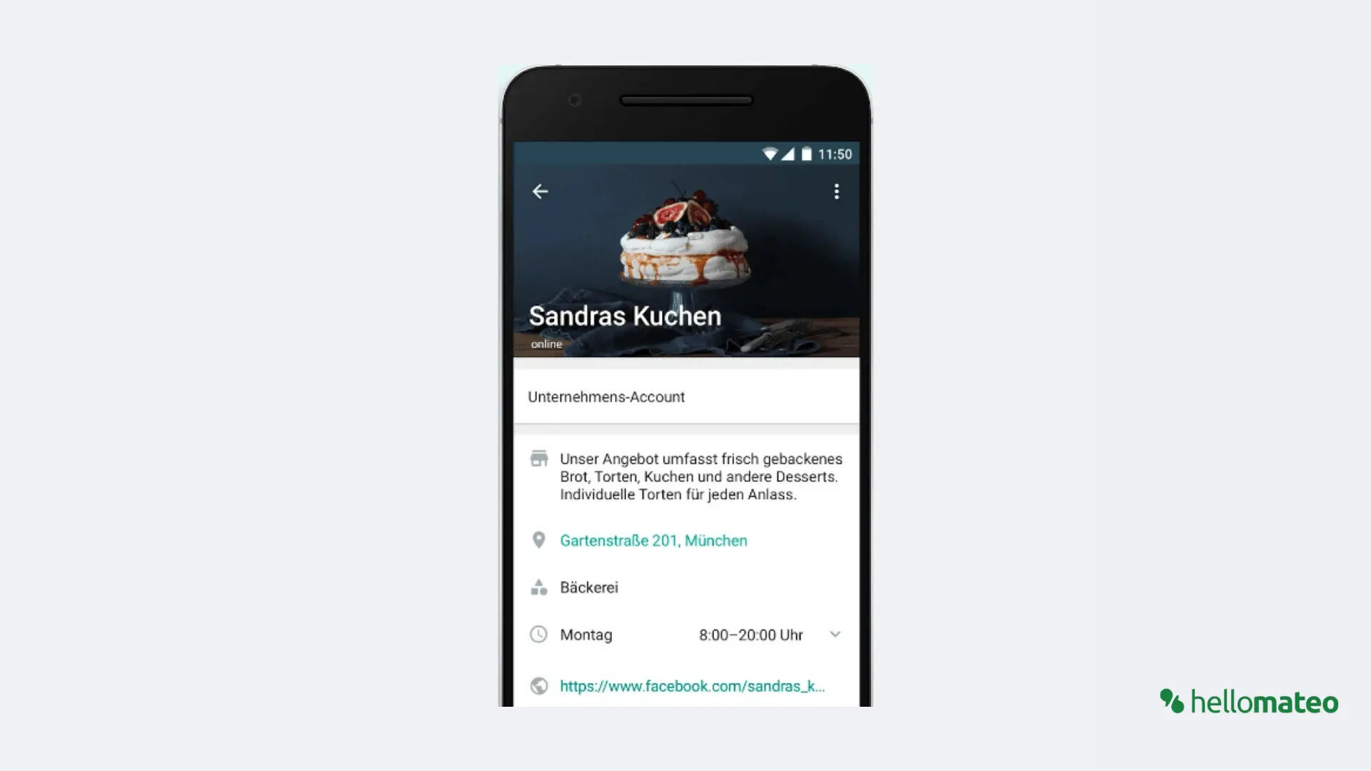 Ein Unternehmensprofil in WhatsApp