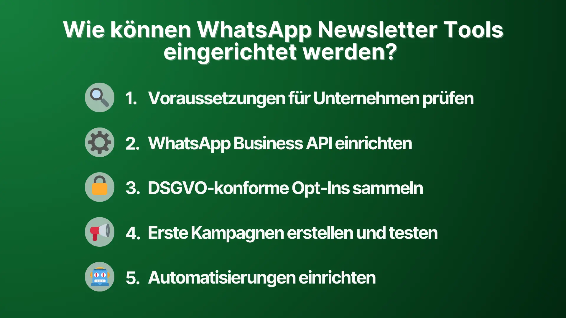 Einrichtungsschritte von WhatsApp Newsletter Tools