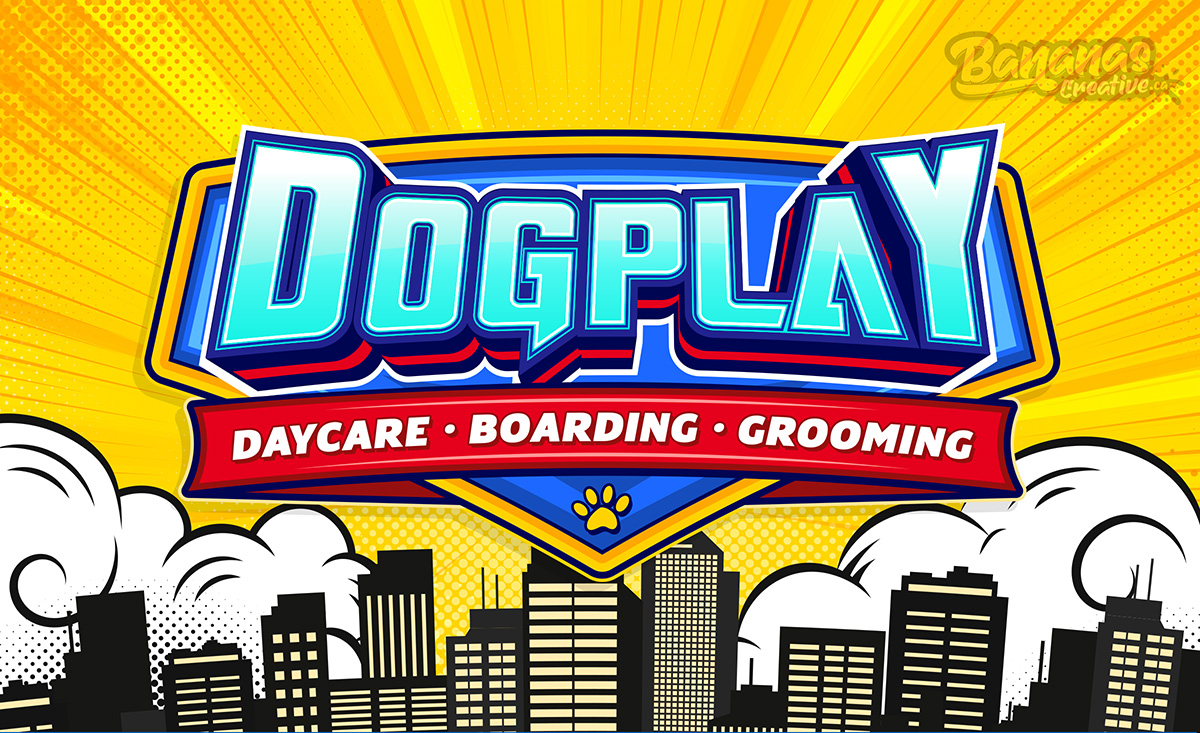 DogPlay logo design for daycare boarding and grooming