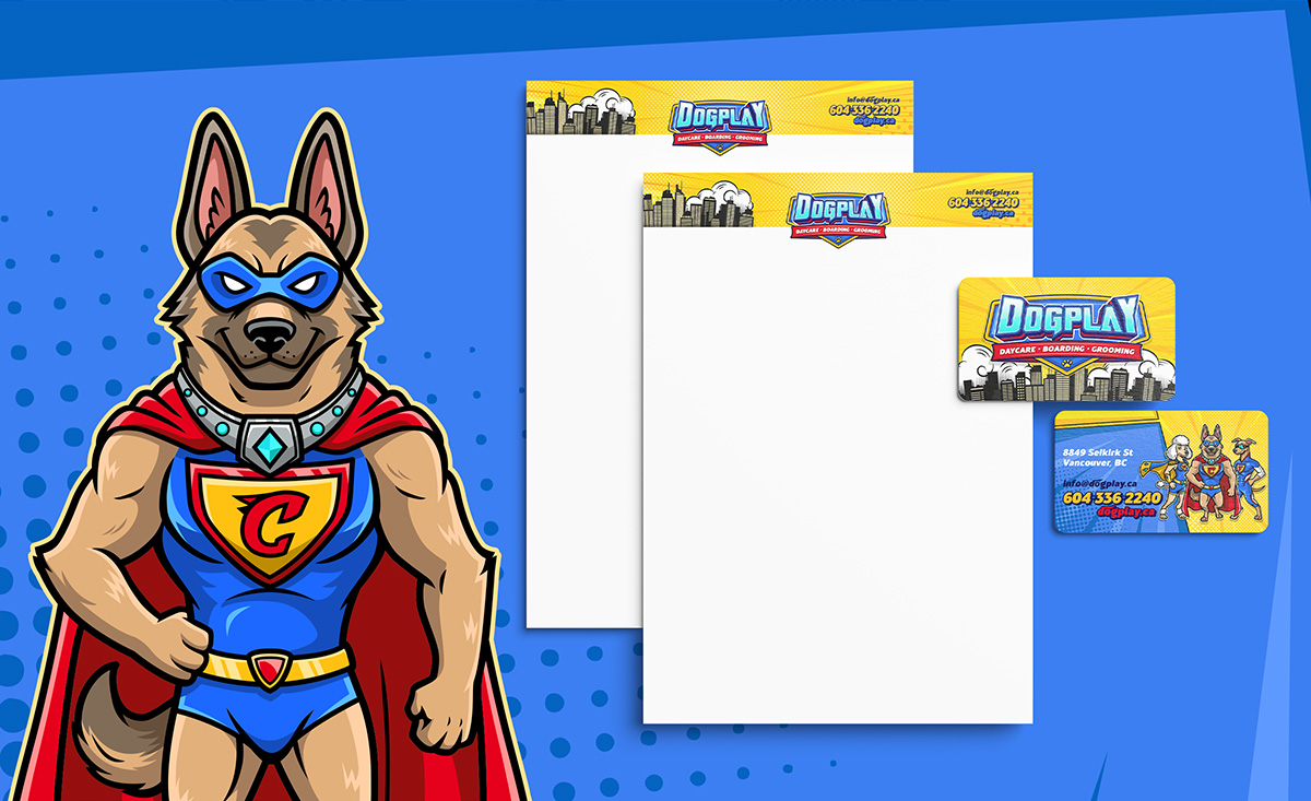DogPlay brand identity assets and stationery design