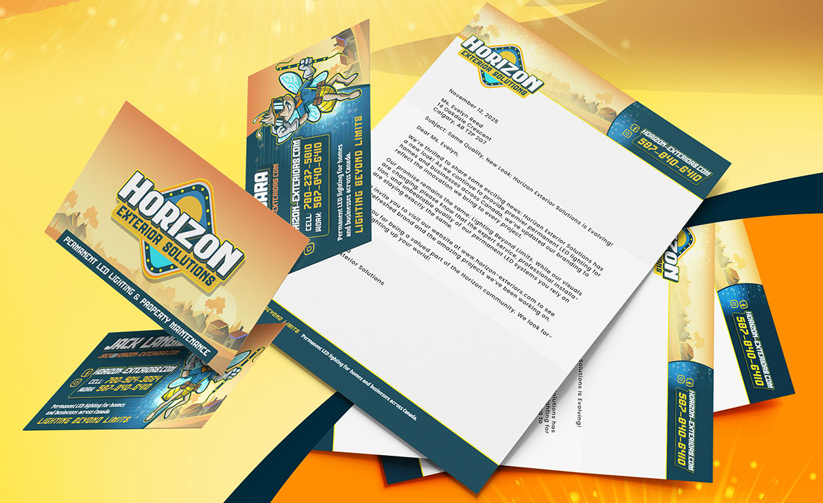 Horizon Exterior Solutions print design and brand collateral for lighting company