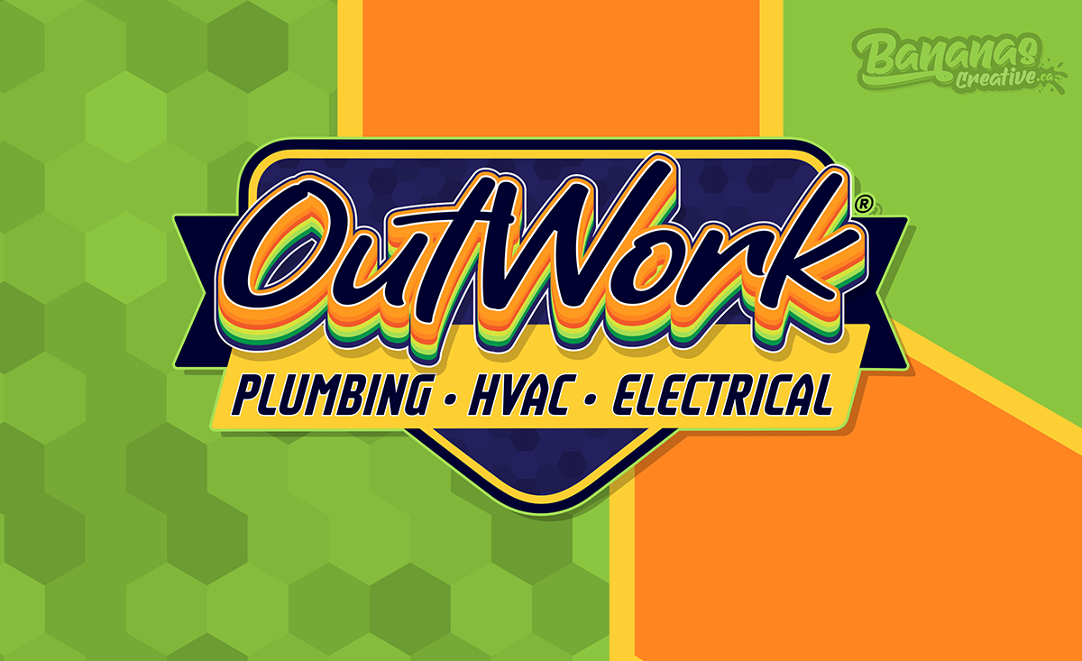 OutWork logo design for a multi-trade home service company specializing in plumbing, HVAC, and electrical services.