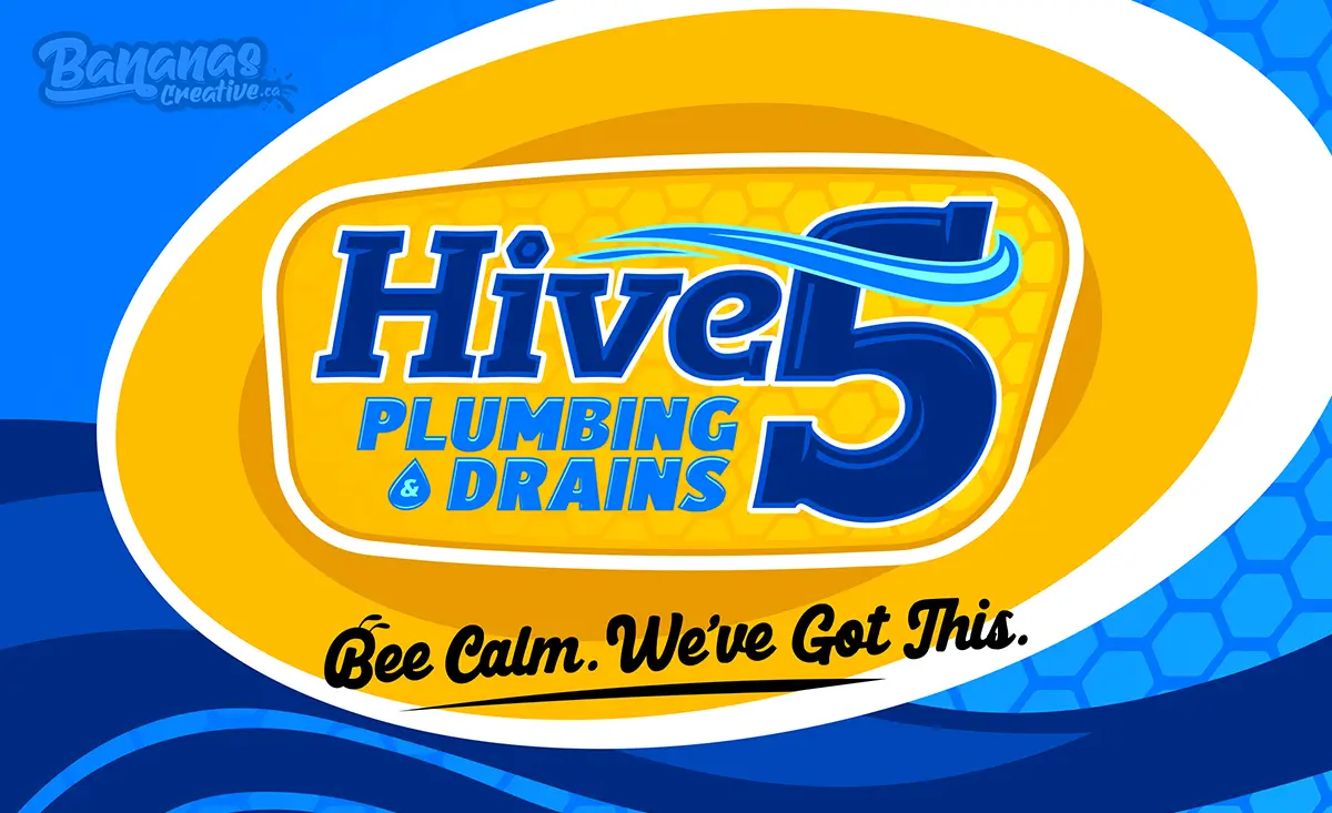 Hive 5 Plumbing & Drains showcasing a cohesive visual identity by Bananas Creative