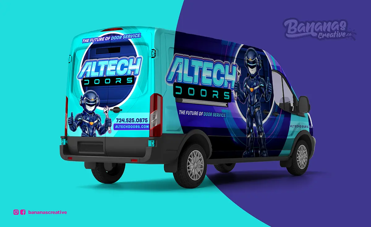 Altech Doors vehicle wrap designed by Bananas Creative