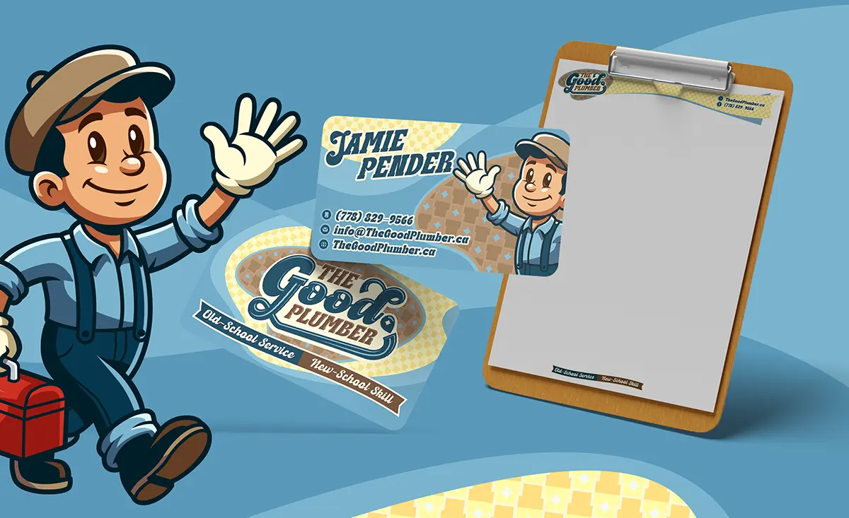 The Good Plumber marketing materials designed by Bananas Creative including innovative business card