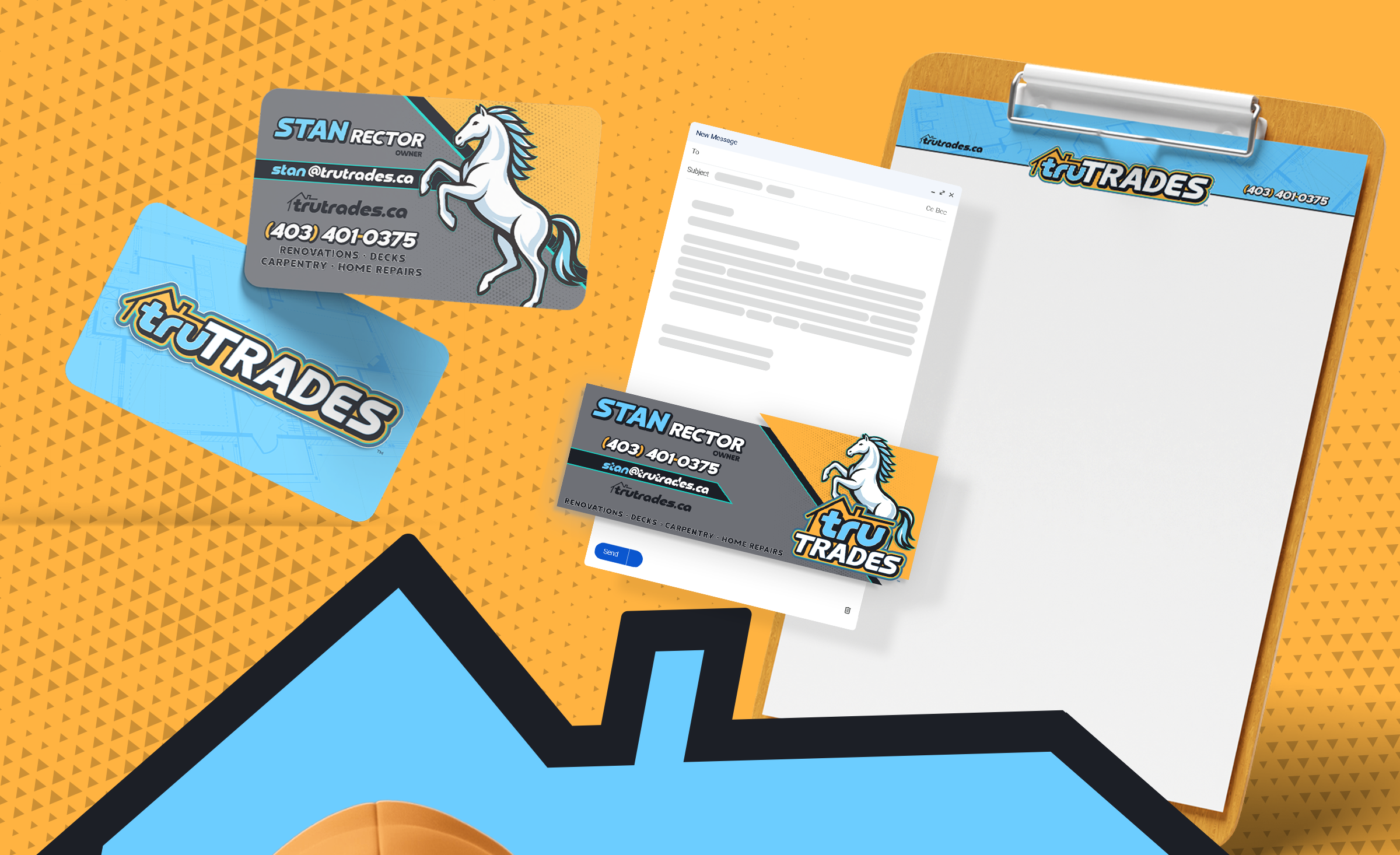 Branding and Marketing Materials for a contracting company based in Calgary by Bananas creative including letterhead, flyers and innovative business cards