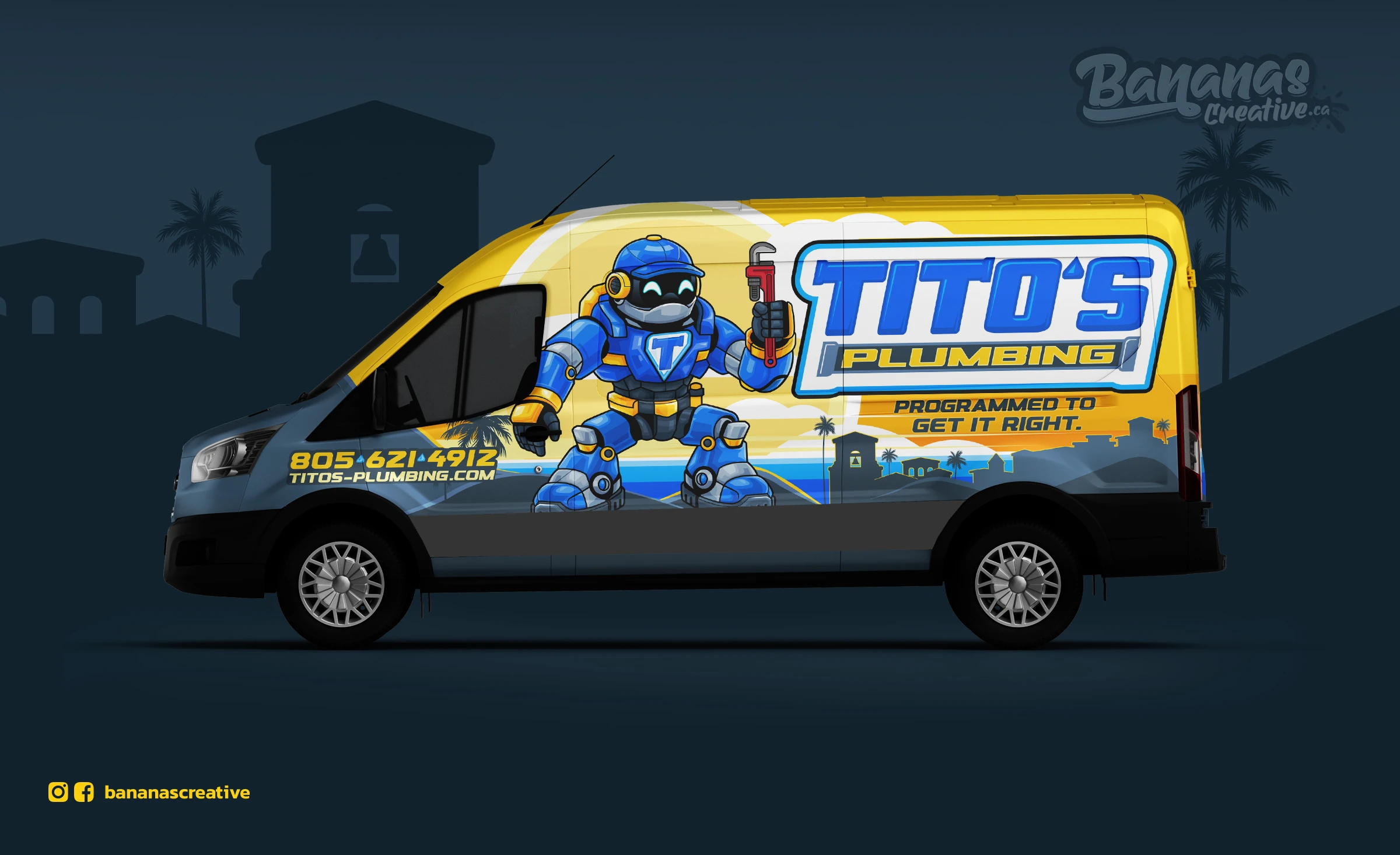 Tito’s Plumbing vehicle wrap designed by Bananas Creative.