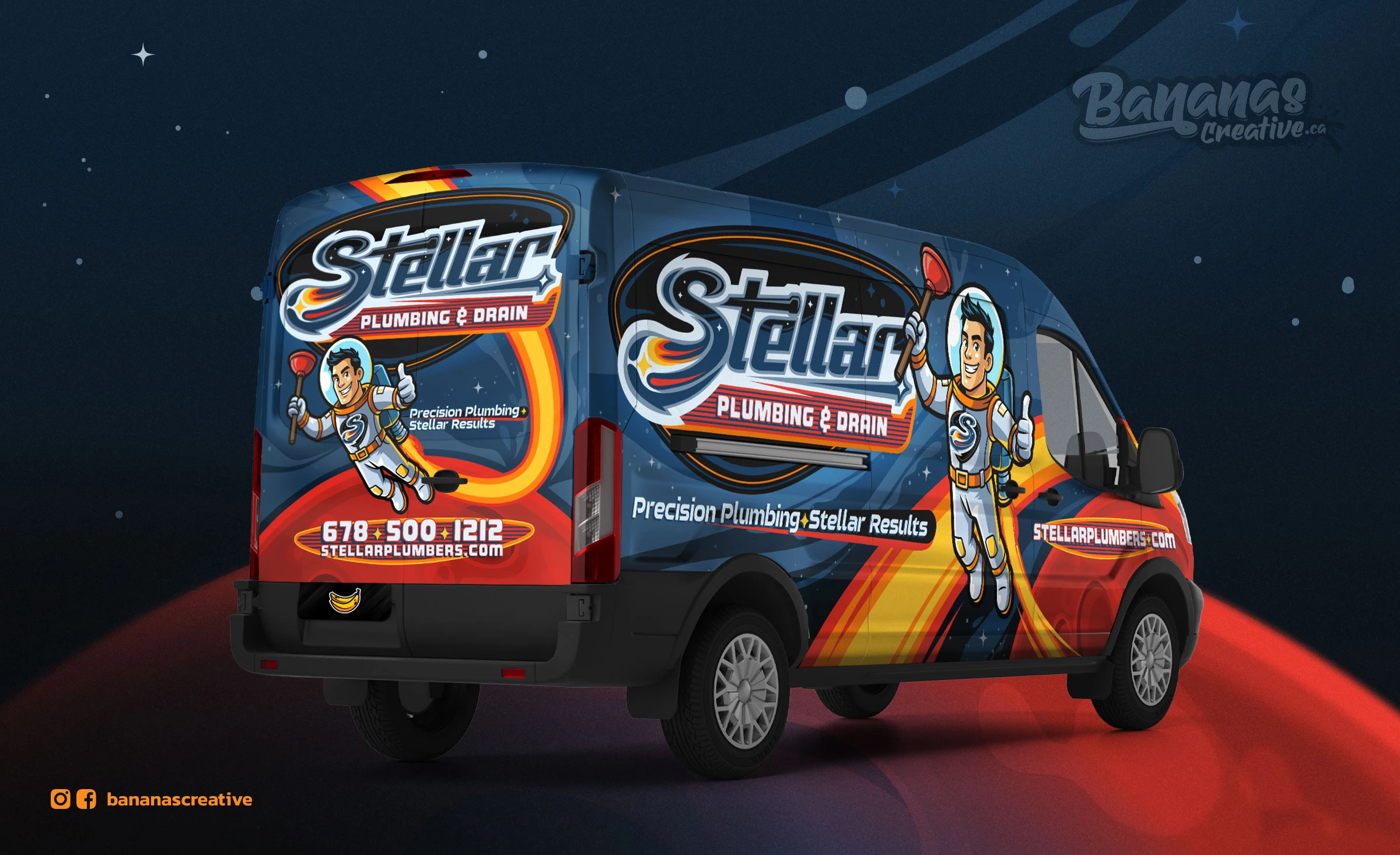 Stellar Plumbing & Drain vehicle wrap designed by Bananas Creative.