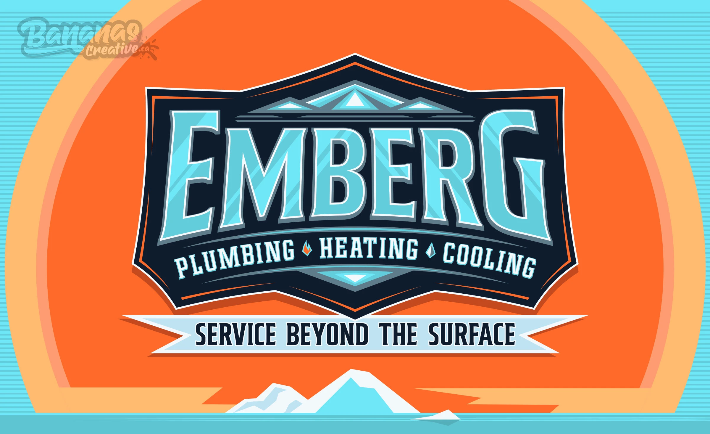 Emberg Plumbing, Heating and Cooling brand identity developed by Bananas Creative