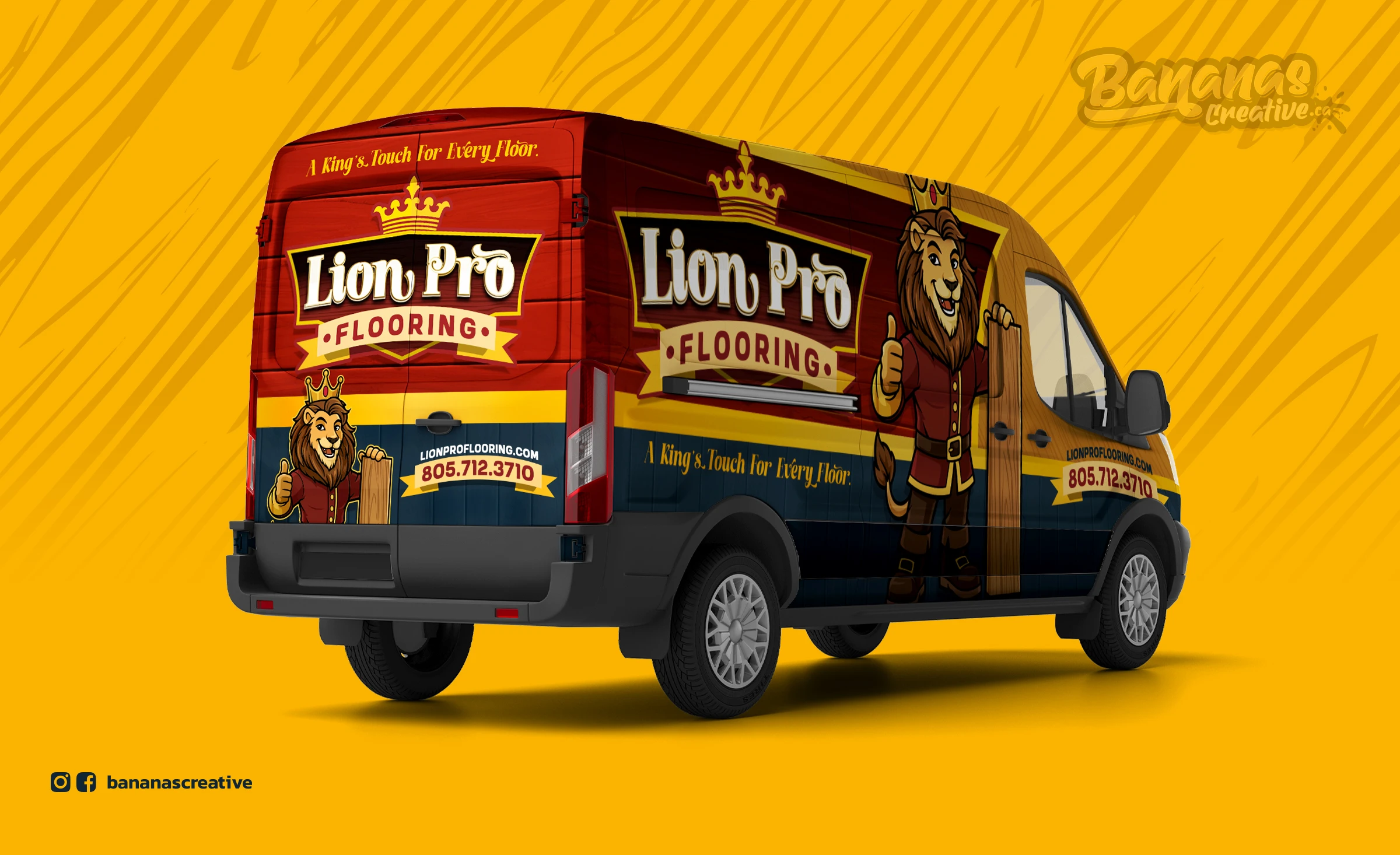 Lion Pro Flooring vehicle wrap designed by Bananas Creative