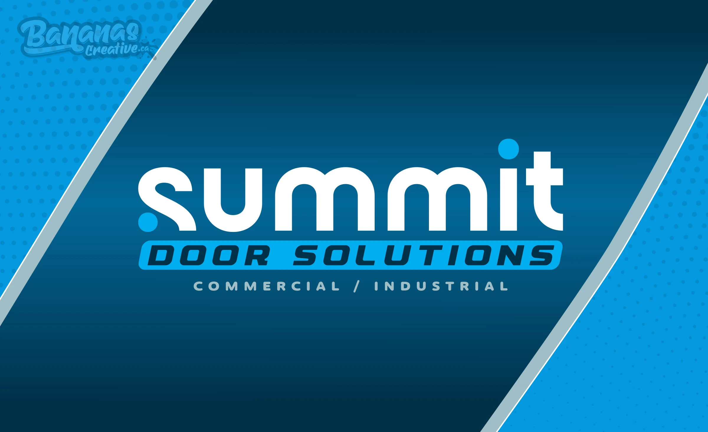 Summit Door Solutions logo and brand identity developed by Bananas Creative for a commercial door service company.