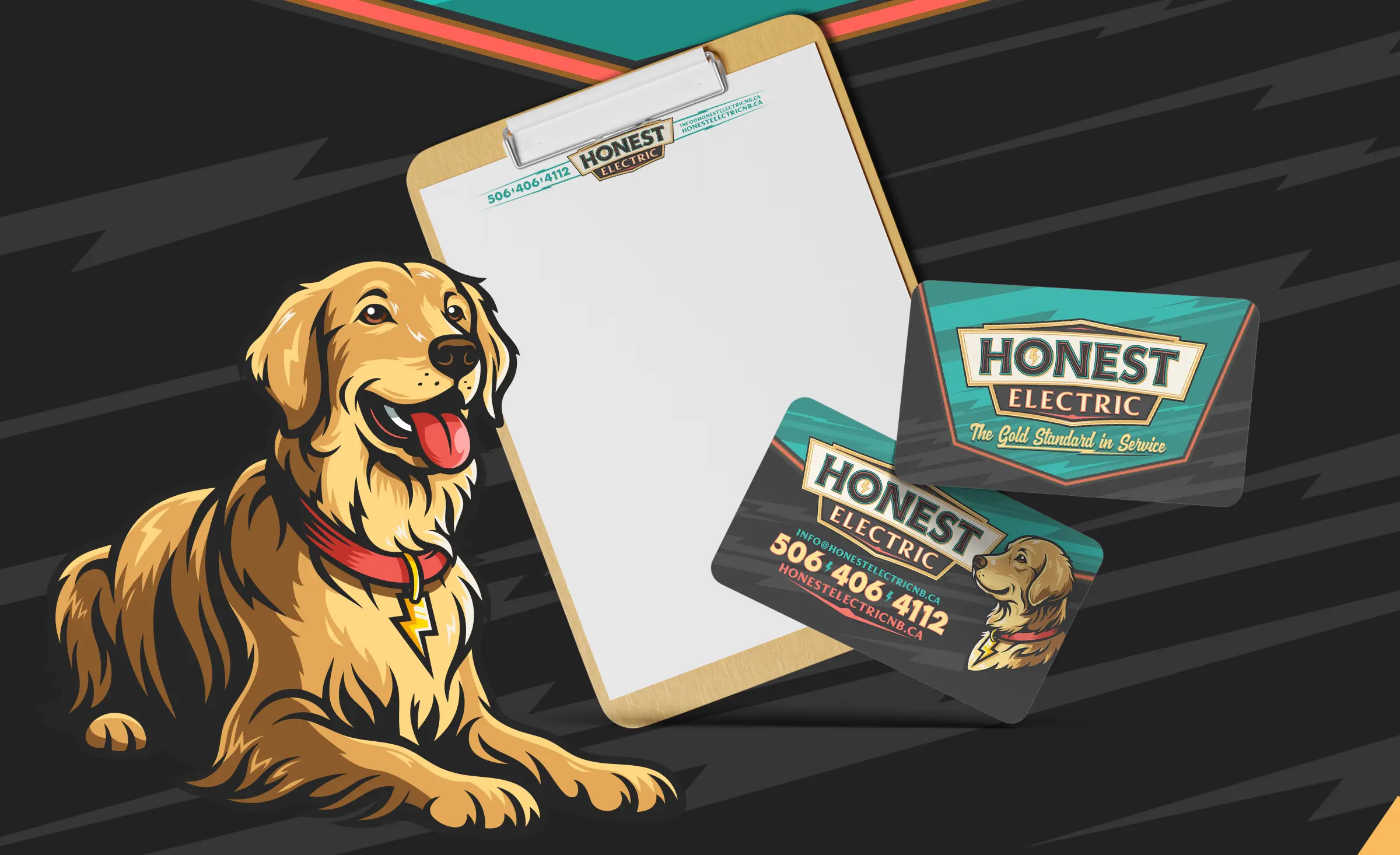 Honest Electric branded collateral for a residential electrical company