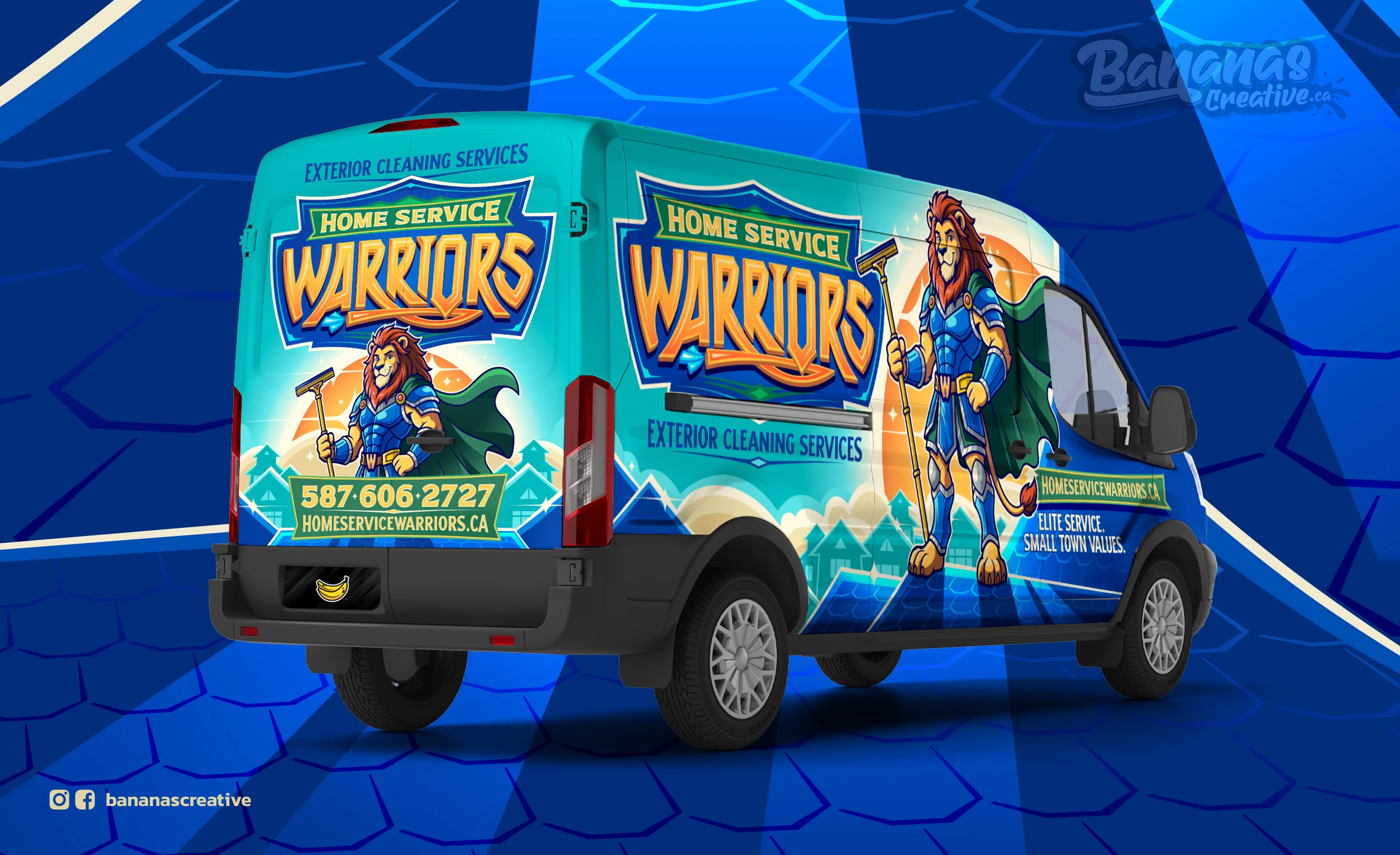 Home Service Warriors vehicle wrap designed and installed by Bananas Creative