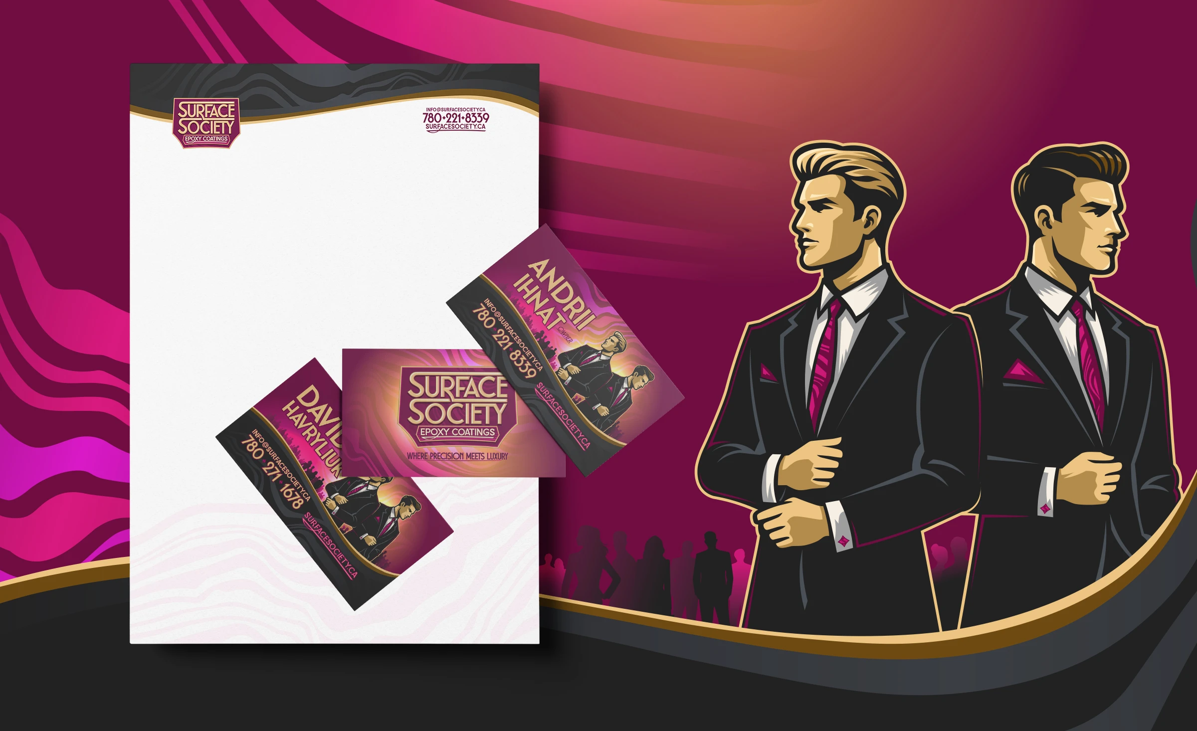 Surface Society Epoxy Coatings innovative business cards and marketing printed materials designed by Bananas Creative