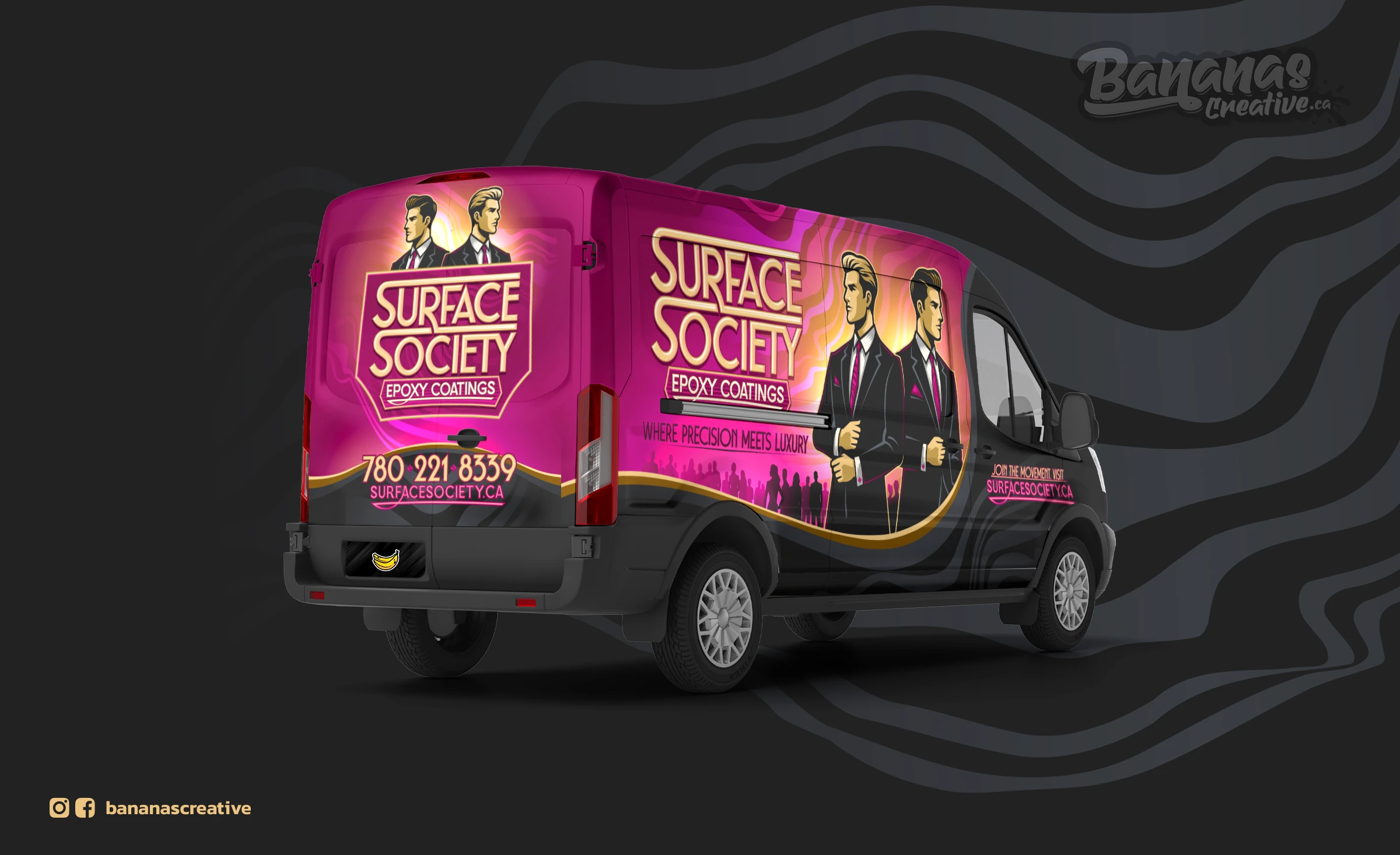 Surface Society Epoxy Coatings vehicle wrap designed and installed by Bananas Creative