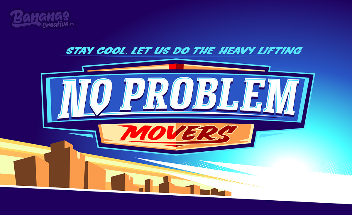 No Problem Movers primary logo featuring a shield-style badge mark with bold Umberland Slab typography, deep indigo and polar blue colour palette