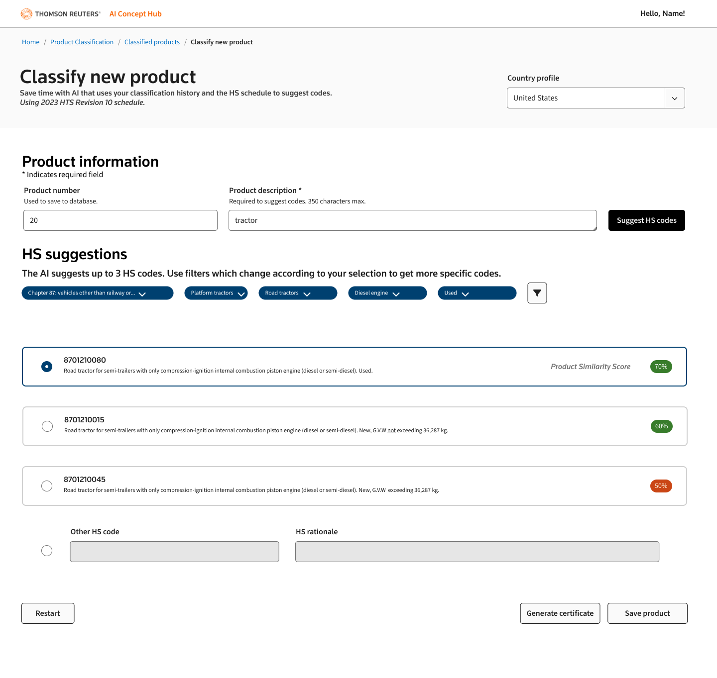 AI HS suggestions POC