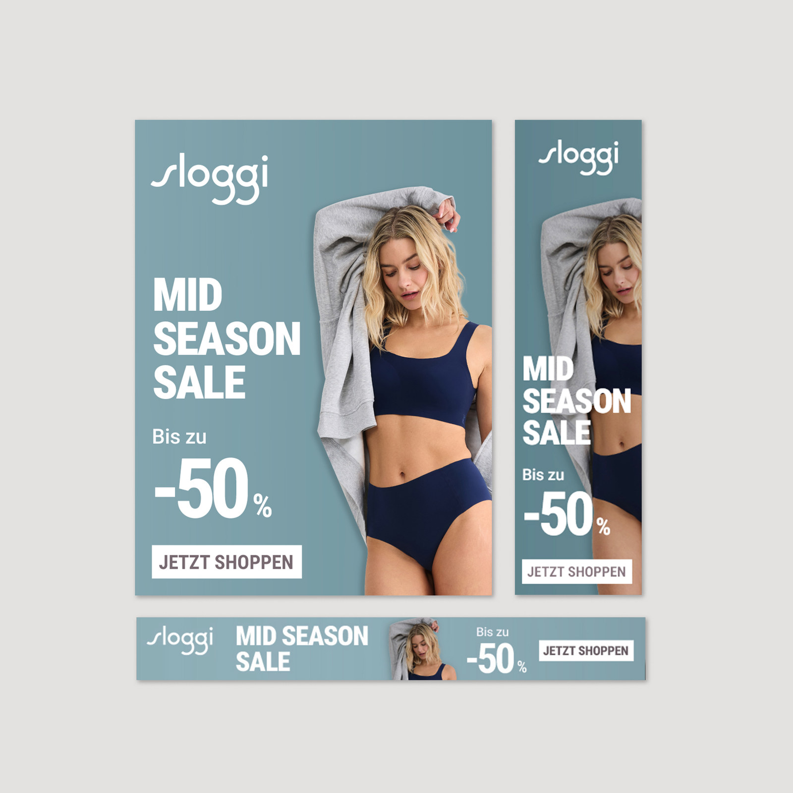 Anzeigenmotive für den Mid Season Sale von sloggi in drei Formaten