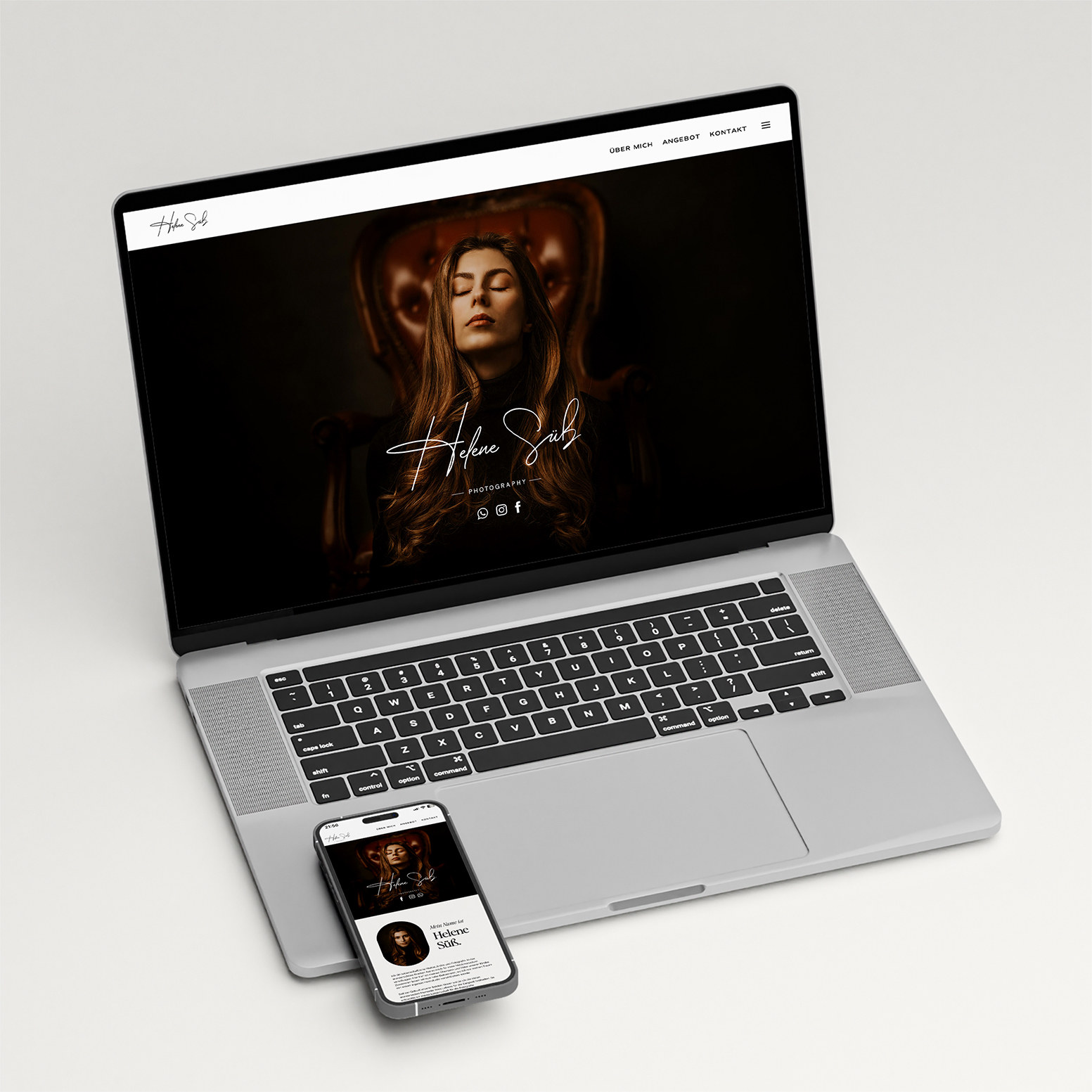 Helene Süß Photography website on a laptop