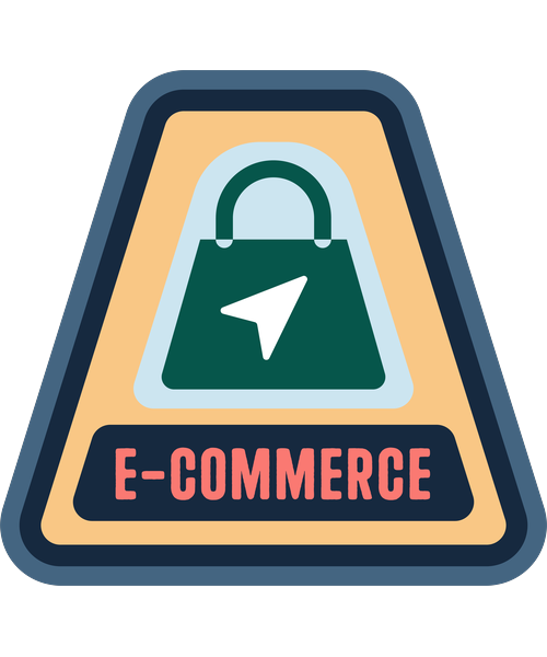 E-commerce badge with a shopping bag icon