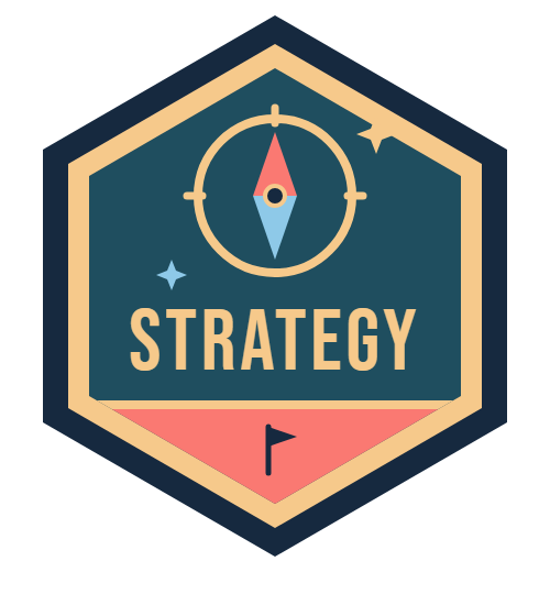 Strategy badge: hexagon with a compass