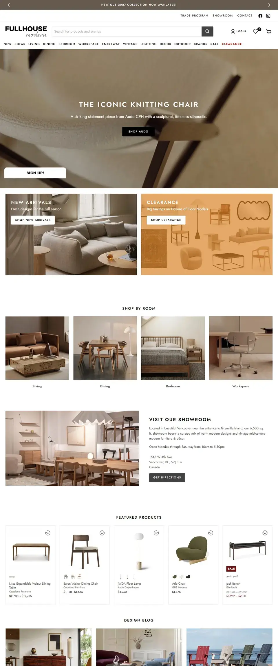 Fullhouse Modern online store homepage