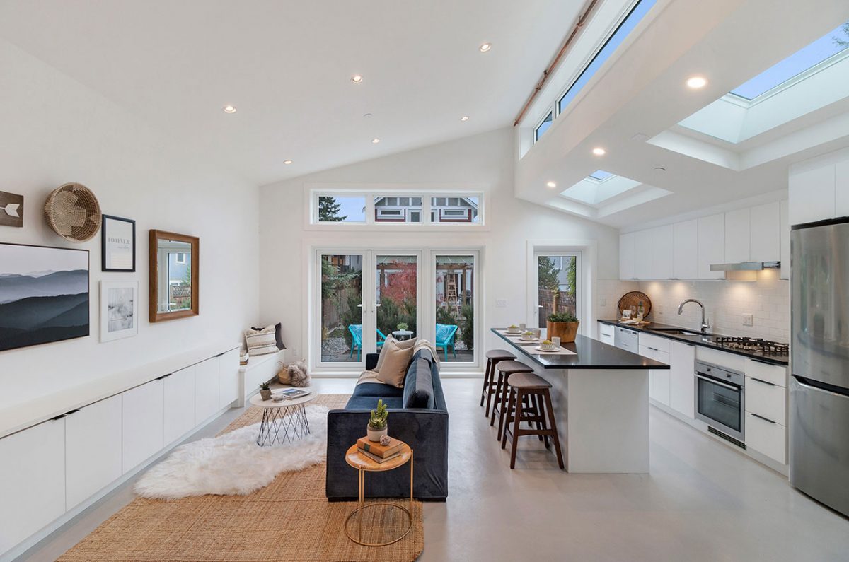 Bright open-plan kitchen and living room in a Smallworks laneway home