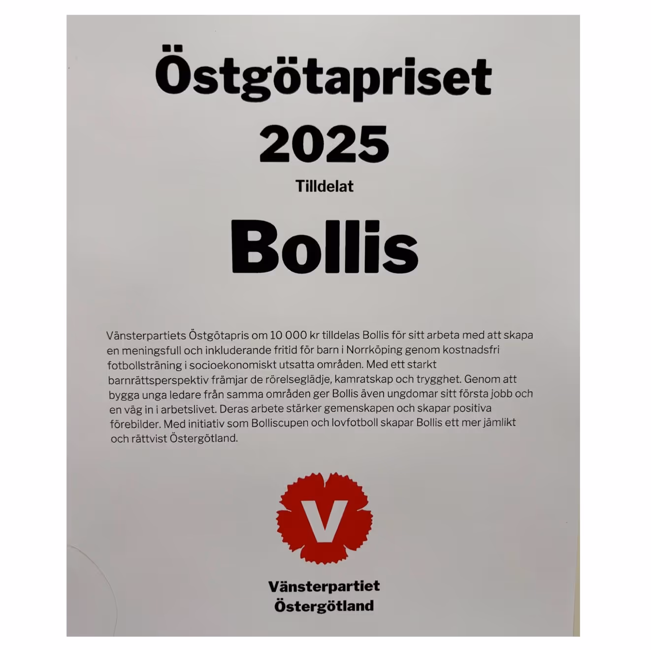 Vi fick Östgöta Priset av VP
