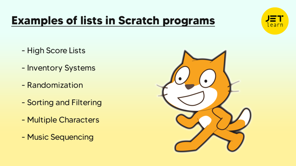 Examples of lists in Scratch programs